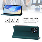 For Ulefone Note 16 Pro RC01 Dual-Folded Magnetic Suction RFID Leather Phone Case(Dark Green)