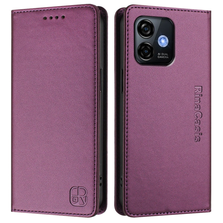 For Ulefone Note 16 Pro RC01 Dual-Folded Magnetic Suction RFID Leather Phone Case(Violet)