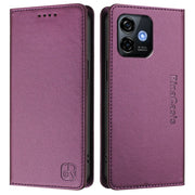 For Ulefone Note 16 Pro RC01 Dual-Folded Magnetic Suction RFID Leather Phone Case(Violet)