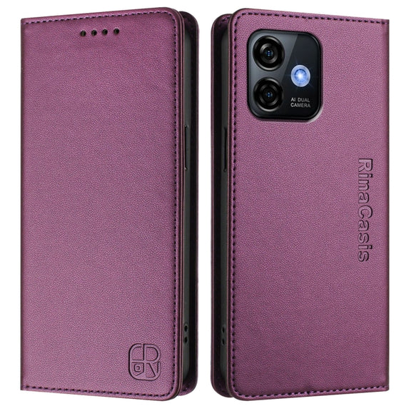 For Ulefone Note 16 Pro RC01 Dual-Folded Magnetic Suction RFID Leather Phone Case(Violet)