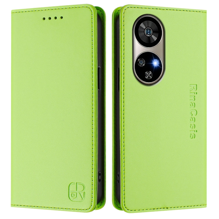 For Ulefone Note 17 Pro RC01 Dual-Folded Magnetic Suction RFID Leather Phone Case(Grass Green)
