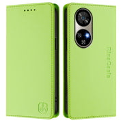For Ulefone Note 17 Pro RC01 Dual-Folded Magnetic Suction RFID Leather Phone Case(Grass Green)