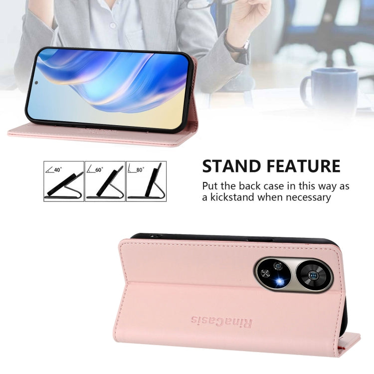 For Ulefone Note 17 Pro RC01 Dual-Folded Magnetic Suction RFID Leather Phone Case(Pink)