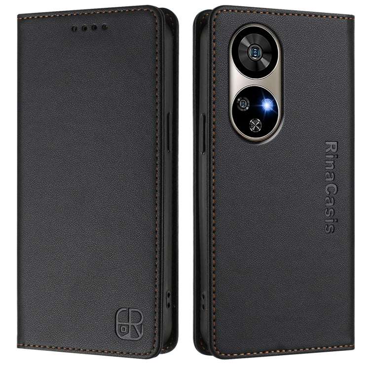 For Ulefone Note 17 Pro RC01 Dual-Folded Magnetic Suction RFID Leather Phone Case(Black)