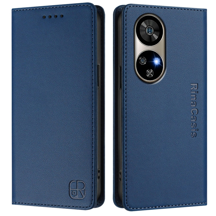 For Ulefone Note 17 Pro RC01 Dual-Folded Magnetic Suction RFID Leather Phone Case(Dark Blue)