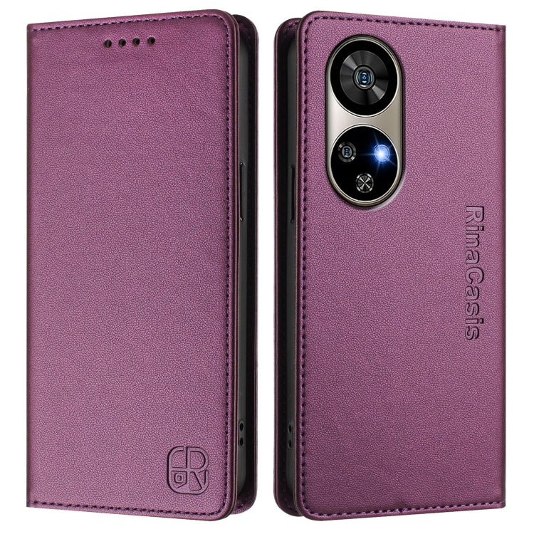For Ulefone Note 17 Pro RC01 Dual-Folded Magnetic Suction RFID Leather Phone Case(Violet)