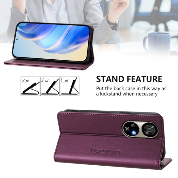 For Ulefone Note 17 Pro RC01 Dual-Folded Magnetic Suction RFID Leather Phone Case(Violet)