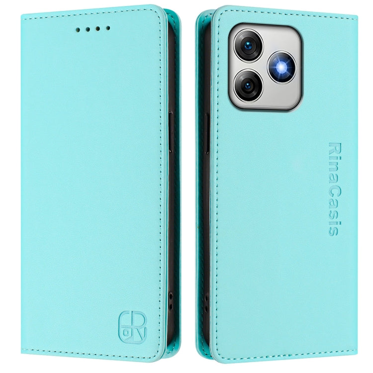For Ulefone Note 18 Ultra 5G RC01 Dual-Folded Magnetic Suction RFID Leather Phone Case(Mint Green)
