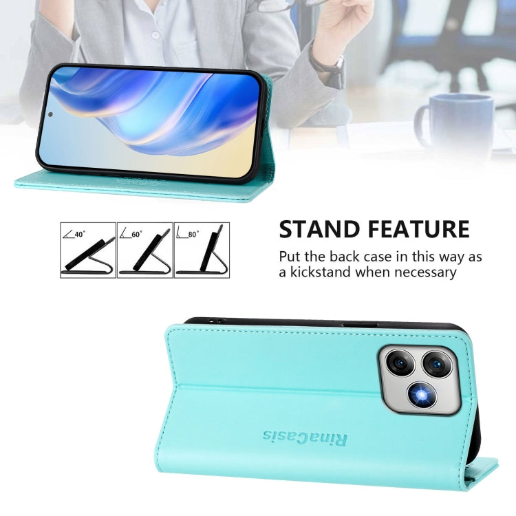 For Ulefone Note 18 Ultra 5G RC01 Dual-Folded Magnetic Suction RFID Leather Phone Case(Mint Green)