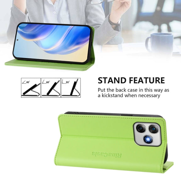 For Ulefone Note 18 Ultra 5G RC01 Dual-Folded Magnetic Suction RFID Leather Phone Case(Grass Green)