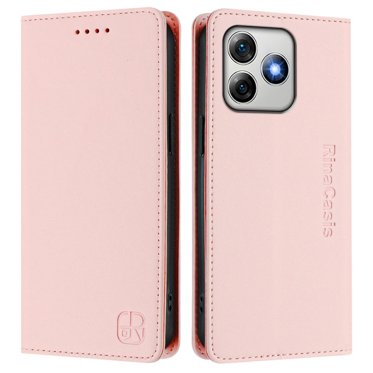 For Ulefone Note 18 Ultra 5G RC01 Dual-Folded Magnetic Suction RFID Leather Phone Case(Pink)