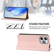 For Ulefone Note 18 Ultra 5G RC01 Dual-Folded Magnetic Suction RFID Leather Phone Case(Pink)