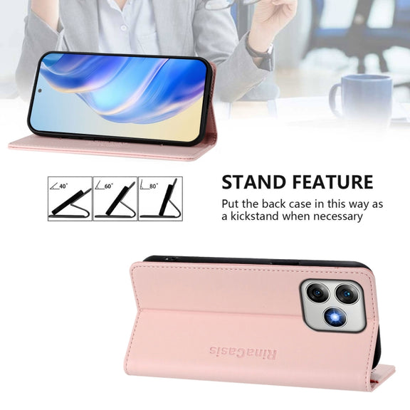 For Ulefone Note 18 Ultra 5G RC01 Dual-Folded Magnetic Suction RFID Leather Phone Case(Pink)