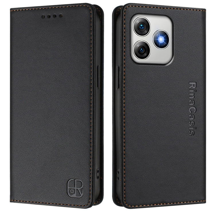 For Ulefone Note 18 Ultra 5G RC01 Dual-Folded Magnetic Suction RFID Leather Phone Case(Black)