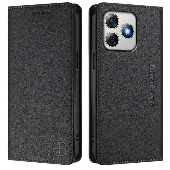 For Ulefone Note 18 Ultra 5G RC01 Dual-Folded Magnetic Suction RFID Leather Phone Case(Black)