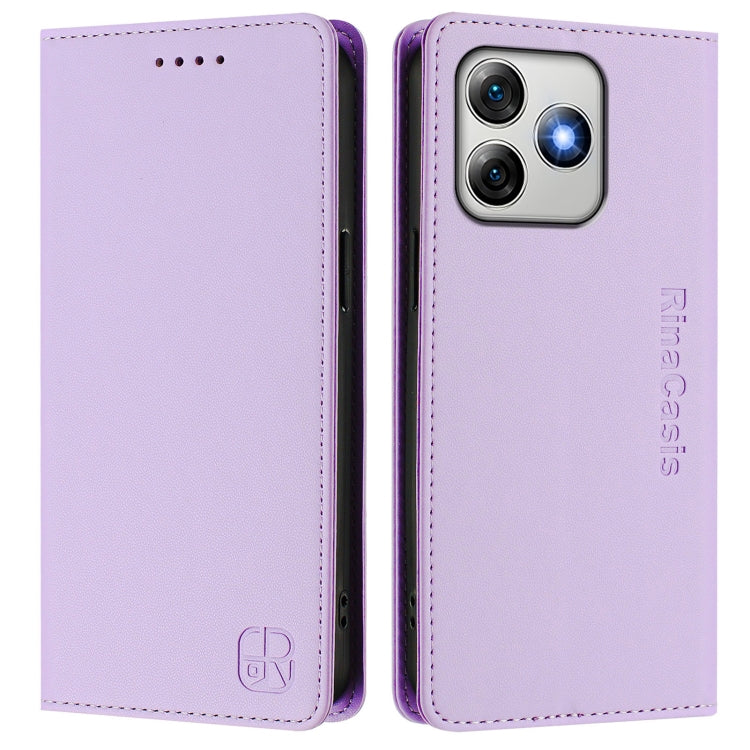 For Ulefone Note 18 Ultra 5G RC01 Dual-Folded Magnetic Suction RFID Leather Phone Case(Light Purple)