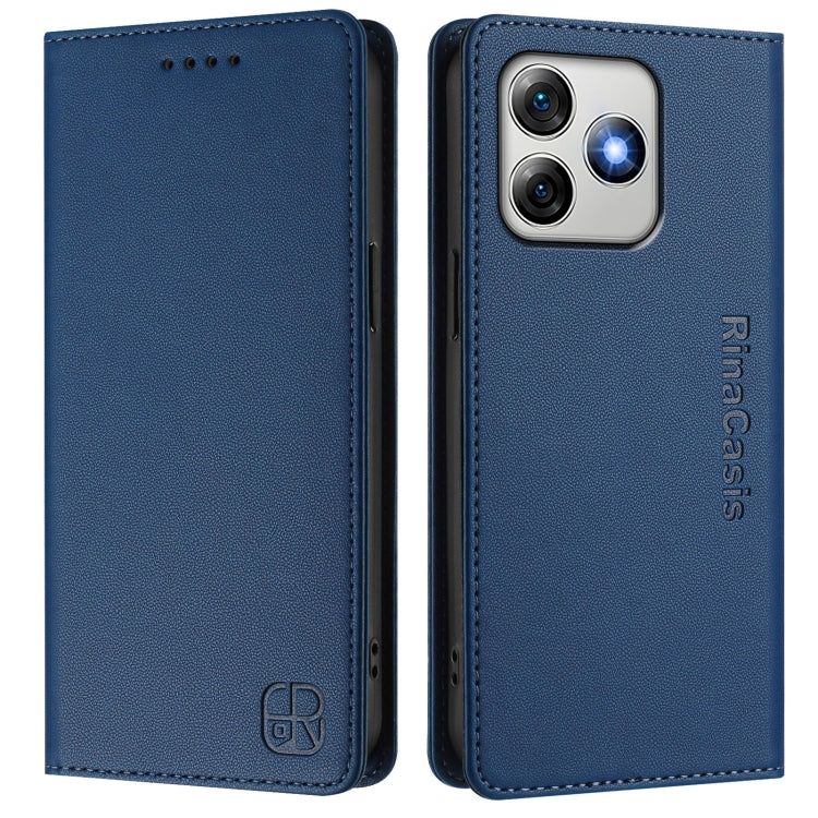 For Ulefone Note 18 Ultra 5G RC01 Dual-Folded Magnetic Suction RFID Leather Phone Case(Dark Blue)