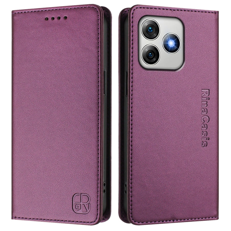 For Ulefone Note 18 Ultra 5G RC01 Dual-Folded Magnetic Suction RFID Leather Phone Case(Violet)