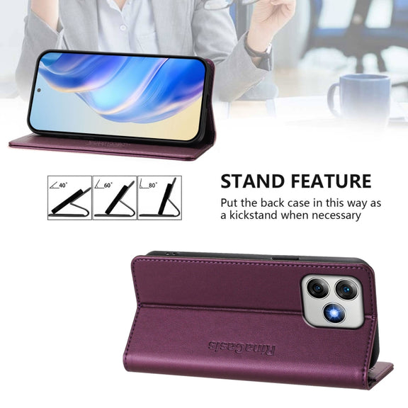 For Ulefone Note 18 Ultra 5G RC01 Dual-Folded Magnetic Suction RFID Leather Phone Case(Violet)