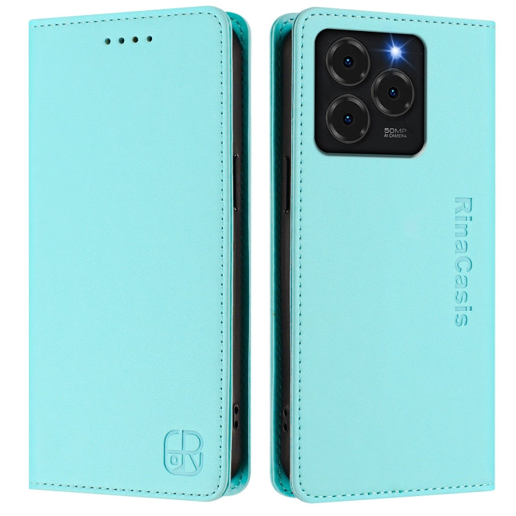 For Ulefone Note 20 Pro RC01 Dual-Folded Magnetic Suction RFID Leather Phone Case(Mint Green)