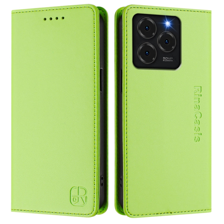 For Ulefone Note 20 Pro RC01 Dual-Folded Magnetic Suction RFID Leather Phone Case(Grass Green)