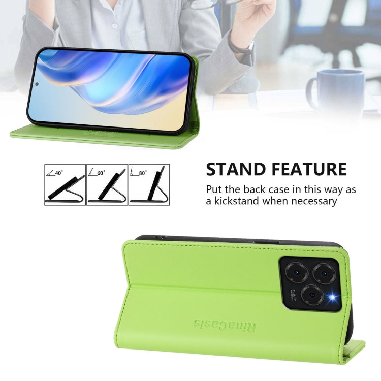 For Ulefone Note 20 Pro RC01 Dual-Folded Magnetic Suction RFID Leather Phone Case(Grass Green)