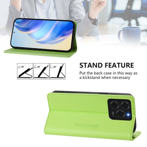 For Ulefone Note 20 Pro RC01 Dual-Folded Magnetic Suction RFID Leather Phone Case(Grass Green)