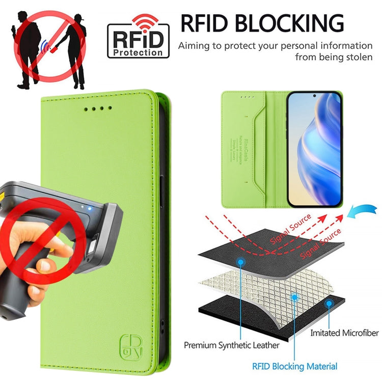 For Ulefone Note 20 Pro RC01 Dual-Folded Magnetic Suction RFID Leather Phone Case(Grass Green)