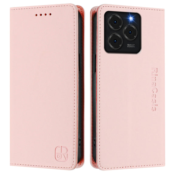 For Ulefone Note 20 Pro RC01 Dual-Folded Magnetic Suction RFID Leather Phone Case(Pink)