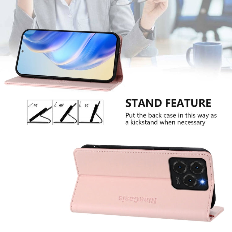 For Ulefone Note 20 Pro RC01 Dual-Folded Magnetic Suction RFID Leather Phone Case(Pink)