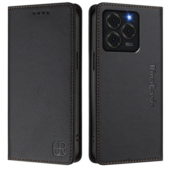 For Ulefone Note 20 Pro RC01 Dual-Folded Magnetic Suction RFID Leather Phone Case(Black)