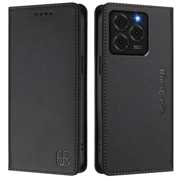 For Ulefone Note 20 Pro RC01 Dual-Folded Magnetic Suction RFID Leather Phone Case(Black)