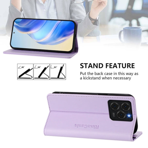 For Ulefone Note 20 Pro RC01 Dual-Folded Magnetic Suction RFID Leather Phone Case(Light Purple)
