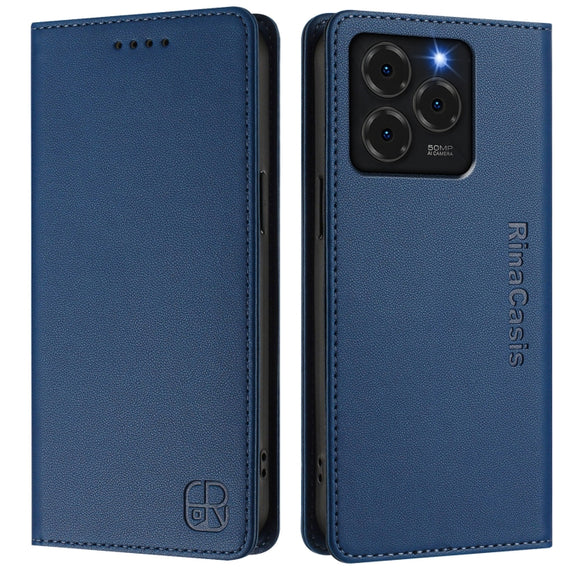 For Ulefone Note 20 Pro RC01 Dual-Folded Magnetic Suction RFID Leather Phone Case(Dark Blue)