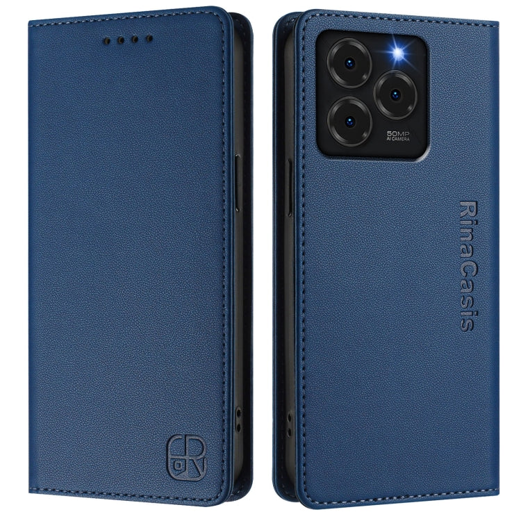 For Ulefone Note 20 Pro RC01 Dual-Folded Magnetic Suction RFID Leather Phone Case(Dark Blue)