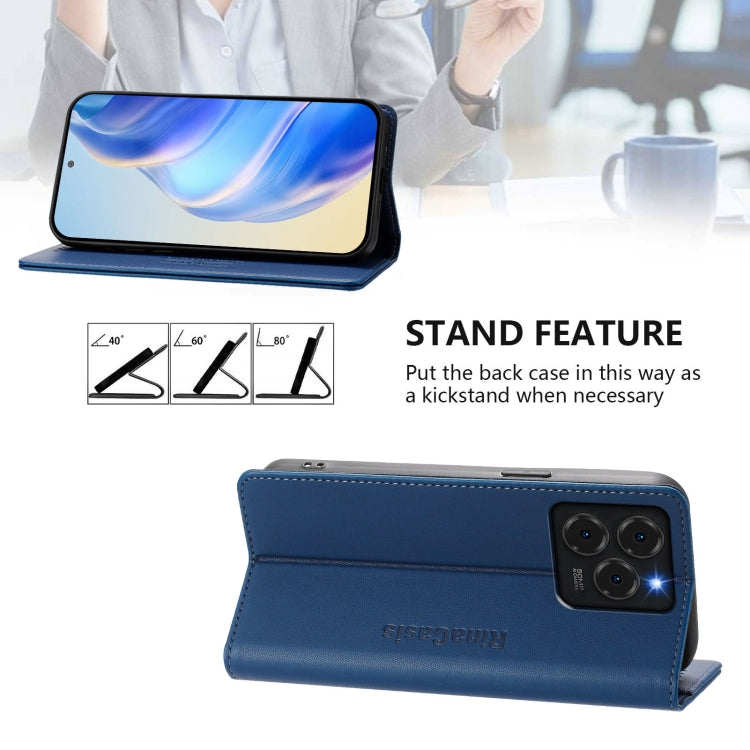 For Ulefone Note 20 Pro RC01 Dual-Folded Magnetic Suction RFID Leather Phone Case(Dark Blue)