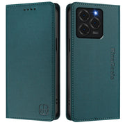 For Ulefone Note 20 Pro RC01 Dual-Folded Magnetic Suction RFID Leather Phone Case(Dark Green)