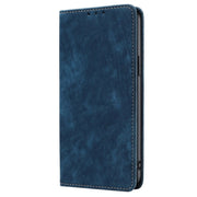 For Samsung Galaxy S25 5G RFID Anti-theft Brush Magnetic Leather Phone Case(Blue)
