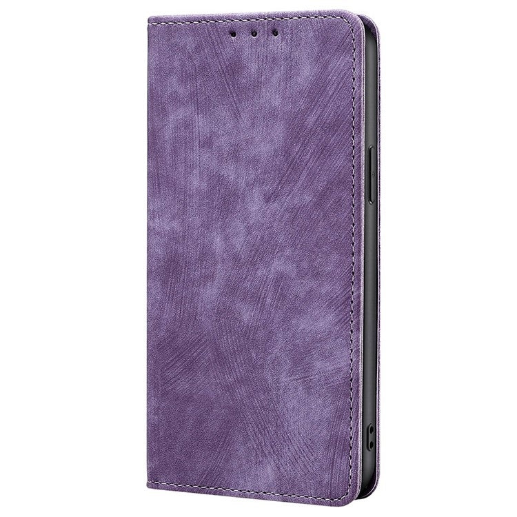For Samsung Galaxy S25 5G RFID Anti-theft Brush Magnetic Leather Phone Case(Purple)