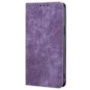 For Samsung Galaxy S25 5G RFID Anti-theft Brush Magnetic Leather Phone Case(Purple)