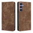 For Samsung Galaxy S25+ 5G RFID Anti-theft Brush Magnetic Leather Phone Case(Brown) - Galaxy S25+ 5G Cases by PMC TechLife | Online Shopping South Africa | PMC TechLife | Buy Now Pay Later Mobicred