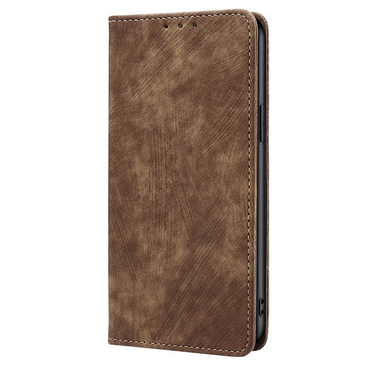 For Samsung Galaxy S25+ 5G RFID Anti-theft Brush Magnetic Leather Phone Case(Brown)