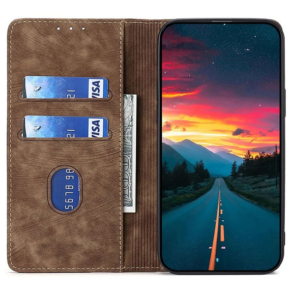 For Samsung Galaxy S25+ 5G RFID Anti-theft Brush Magnetic Leather Phone Case(Brown)