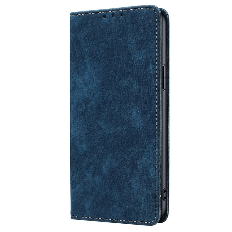 For Samsung Galaxy S25+ 5G RFID Anti-theft Brush Magnetic Leather Phone Case(Blue)