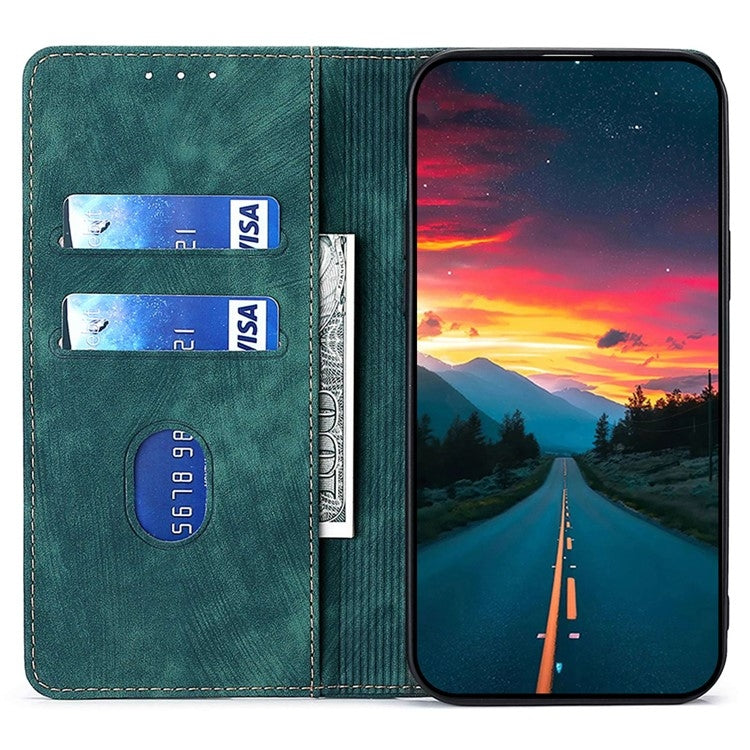 For Samsung Galaxy S25+ 5G RFID Anti-theft Brush Magnetic Leather Phone Case(Green)