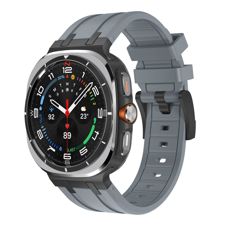For Samsung Galaxy Watch Ultra 47mm AP Series Liquid Silicone Watch Band(Black Grey)