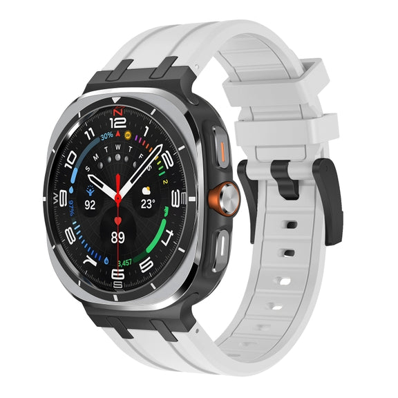 For Samsung Galaxy Watch Ultra 47mm / Ultra 2025 AP Series Liquid Silicone Watch Band(Black White)