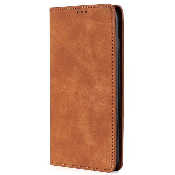 For Samsung Galaxy S25 5G Skin Feel Magnetic Leather Phone Case(Light Brown)