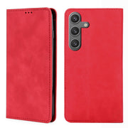 For Samsung Galaxy S25 5G Skin Feel Magnetic Leather Phone Case(Red)