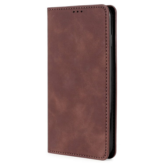 For Samsung Galaxy S25+ 5G Skin Feel Magnetic Leather Phone Case(Dark Brown)